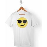 Kendim Seçtim Gözlük Emoji Icon Smıle Glases Erkek Tişört - XL - Beyaz