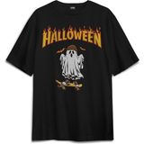 Kendim Seçtim Halloween Ghost Skateboard Skate Kaykay Hayalet Thrasher Korku Baskılı Oversize Siyah T-Shirt - 2XL
