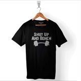 Kendim Seçtim Halter Shut Up And Bench Gym Bodybuilding Fitness Baskılı Tişört T-Shirt - XS - Siyah