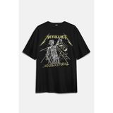 Kendim Seçtim Heavy Metal Music Metallica And Justice For All Vintage Siyah Oversize Ön ve Sırt Baskılı Tişört