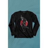 Kendim Seçtim Helmet Kask Spartan Samuray Savaşçı Kılıç Uzun Kollu Tişört Baskılı T-Shirt - 001-Siyah - 2XL