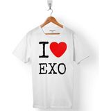 Kendim Seçtim I Love Exo Ekso Group Logo Erkek Tişört - Beyaz - Renkli - 2XL