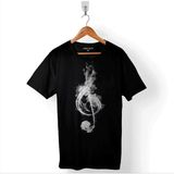 Kendim Seçtim I Love Music Sol Anahtarı Müzik Kulaklık Walkman Baskılı Tişört T-Shirt - Siyah
