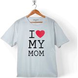 Kendim Seçtim I Love My Mom Anneler Doğum Günü Hediye Çocuk T-Shirt - 11 - 12 Yaş - Beyaz