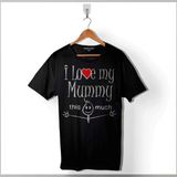 Kendim Seçtim I Love My Mummy This Much Annemi Çok Seviyorum Baskılı Tişört Unisex T-Shirt - Siyah - XS