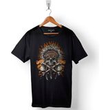 Kendim Seçtim Indian Skull Metallica Hindistan Kuru Kafa Baskılı Tişört T-Shirt - 2XL - Siyah