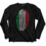 Kendim Seçtim Italıan Flag Italya Bayrağı Logo Parmak Izi Uzun Kollu Tişört - XL - Siyah