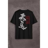 Kendim Seçtim Japanese Natural Law Japonca Urban Sırt Ön Baskılı Oversize Tişört T-Shirt - Siyah