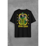 Kendim Seçtim John Cena Wwe Logo Never Give Up Amerikan Güreşi Sırt Ön Baskılı Oversize Tişört T-Shirt - Siyah