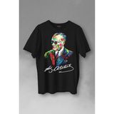 Kendim Seçtim Karizma Gözlüklü Gazi Mustafa Kemal Atatürk Portresi Baskılı Tişört T-Shirt - 2XL - Siyah