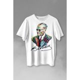 Kendim Seçtim Karizma Gözlüklü Gazi Mustafa Kemal Atatürk Portresi Baskılı Tişört T-Shirt Beyaz - XS - 63A-Beyaz