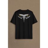 Kendim Seçtim Kartal Kafa Göz Beşiktaş Şampiyon Sırt Ön Baskılı Oversize Tişört T-Shirt - Siyah