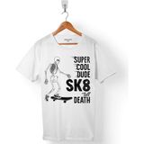 Kendim Seçtim Kaykay Skateboardıng Kuru Kafa Death Kay Kay Sporu Erkek Tişört - Beyaz - Renkli