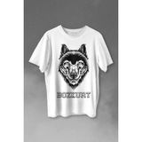 Kendim Seçtim Kırmızı Gözlü Vahşi Kurt Kafası Wolf Head Bozkurt Baskılı Tişört T-Shirt Beyaz - XL - 63A-Beyaz