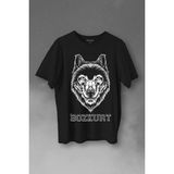 Kendim Seçtim Kırmızı Gözlü Vahşi Kurt Kafası Wolf Head Bozkurt Baskılı Tişört T-Shirt - XS - Siyah