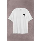 Kendim Seçtim Kobe Bryant Black Mamba Logo Nba Basketball Sırt Ön Baskılı Oversize Tişört T-Shirt - Beyaz