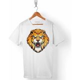 Kendim Seçtim Kükreyen Aslan Kafası Head Lion Beyaz Erkek Tişört