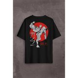 Kendim Seçtim Kung Fu Uzak Doğu Spor Japonca Japanese Sırt Ön Baskılı Oversize Tişört T-Shirt - Siyah
