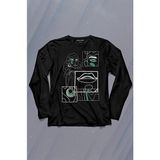 Kendim Seçtim Line Art Kadın Çizim Minimal Uzun Kollu Tişört Baskılı T-Shirt - 001-Siyah - XS