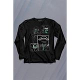 Kendim Seçtim Line Art Kadın Çizim Minimal Uzun Kollu Tişört Baskılı T-Shirt - 001-Siyah