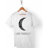 Kendim Seçtim Love Yourself Kendin Sev Yarım Ay Beyaz Erkek Tişört