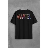 Kendim Seçtim Marvel Spiderman Hulk Deadpool Iron Man Sırt Ön Baskılı Oversize Tişört T-Shirt - XL - Siyah
