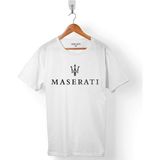 Kendim Seçtim Maserati Logo Black Beyaz Erkek Tişört
