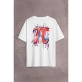 Kendim Seçtim Matematik Sembölü Pi Sayısı 3,14 14 Mart Günü Sırt Ön Baskılı Oversize Tişört T-Shirt - Beyaz