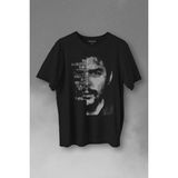 Kendim Seçtim Metal Poster Ernosto Che Guevara Hafl Face Yarım Yüz Baskılı Tişört T-Shirt - Siyah