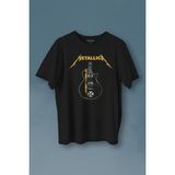 Kendim Seçtim Metallica Iron Cross Gitar Baskılı Tişört T-Shirt - Siyah
