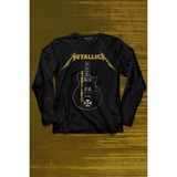 Kendim Seçtim Metallica Iron Cross Gitar Uzun Kollu Tişört Baskılı T-Shirt - 001-Siyah - XS