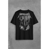 Kendim Seçtim Metallica Kirk Ouija Board Guitar Rock Gitar Sırt Ön Baskılı Oversize Tişört T-Shirt - Siyah - 2XL