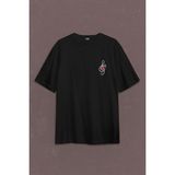 Kendim Seçtim Metallica Müzik Nota Sol Anahtarı Music Sırt Ön Baskılı Oversize Tişört T-Shirt - Siyah - 2XL