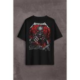 Kendim Seçtim Metallica Rock Music Metal Skull Kuru Kafa James Lars Kırk Robert Sırt Ön Baskılı Oversize Tişört T-Shirt - Siyah - 2XL