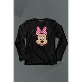 Kendim Seçtim Mıckey Mınnıe Mouse Çocuk Kız Uzun Kollu Tişört Baskılı T-Shirt - 001-Siyah - XL
