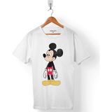 Kendim Seçtim Mickey Mouse Miki Logo Beyaz Erkek Tişört