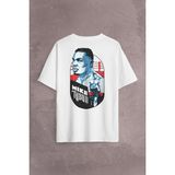 Kendim Seçtim Mike Tyson Boks Box Spor Kral Ring Sırt Ön Baskılı Oversize Tişört T-Shirt - Beyaz - XL
