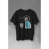 Kendim Seçtim Mohikan Iskelet Adam Kara Kedi Nostalji Telefon Zili Baskılı Tişört T-Shirt - 2XL - Siyah