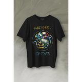Kendim Seçtim Mother Of Cats Mom Kedi Annesi Hayvansever Veteriner Mommy Baskılı Tişört T-Shirt - XL - Siyah