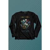 Kendim Seçtim Mother Of Cats Mom Kedi Annesi Hayvansever Veteriner Mommy Uzun Kollu Tişört Baskılı T-Shirt - 001-Siyah - 2XL