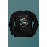 Kendim Seçtim Mother Of Cats Mom Kedi Annesi Hayvansever Veteriner Mommy Uzun Kollu Tişört Baskılı T-Shirt - 001-Siyah