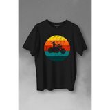 Kendim Seçtim Motorcycle Vintage Woman Silhouette Retro Baskılı Tişört T-Shirt - XS - Siyah