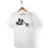 Kendim Seçtim Motosiklet Chopper Bıker Rıder Black Sürücü Erkek Tişört - Beyaz - Renkli