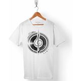 Kendim Seçtim Müzik Cs Disk Dısc Sol Anahtarı Musıc Logo Erkek Tişört - XXL - Beyaz