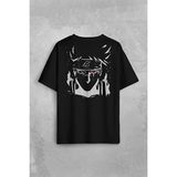 Kendim Seçtim Naruto Kakashi Anime Dizi Sırt Ön Baskılı Oversize Tişört T-Shirt - Siyah