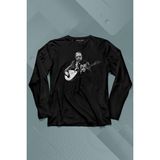 Kendim Seçtim Neşet Ertaş Bozkırın Tezenesi Halk Müziği Bağlama Uzun Kollu Tişört Baskılı T-Shirt - 001-Siyah - 2XL