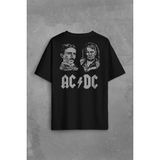 Kendim Seçtim Nikola Tesla Büyüktür Edison Doğru Ac Dc Akım Sırt Ön Baskılı Oversize Tişört T-Shirt - Siyah