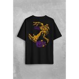 Kendim Seçtim Ninja Kaplumbağa Kaykay Tmnt Skate Sokak Sırt Ön Baskılı Oversize Tişört Unisex T-Shirt - Siyah - XL