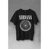 Kendim Seçtim Nirvana Bleach Albüms Rock Music Circle Plak Baskılı Tişört T-Shirt - Siyah - XL