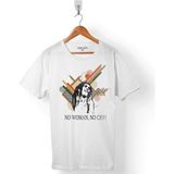 Kendim Seçtim No Woman No Cry Bob Marley Erkek Tişört - Beyaz - Renkli - XL